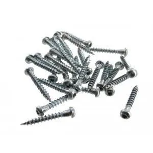 Vis pour connecteurs tête Torx, diamètre 5mm, acier, finition galvanisée, enroulement de vis, plusieurs unités regroupées.