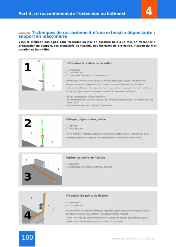 Extrait de la rubrique technique de raccordement d’une extension dépendante&nbsp;: support en maçonnerie