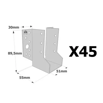 Sabots à ailes extérieures, gamme SBE ECONOMIQUE (épaisseur 1,5mm, profondeur 55mm) - Réf. SBE51/90_45