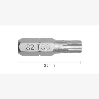 Embout T30 25mm (Qualité Professionnelle, Acier S2) - lot de 5 embouts - Réf. EmboutT30_5