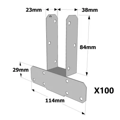 Pied de fermette plié T38 - Réf. PFP38_100
