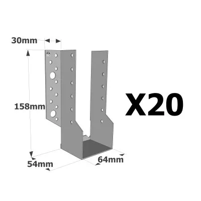 Sabots à ailes extérieures, gamme SBE ECONOMIQUE (épaisseur 1,5mm, profondeur 55mm) - Réf. SBE64/158_20