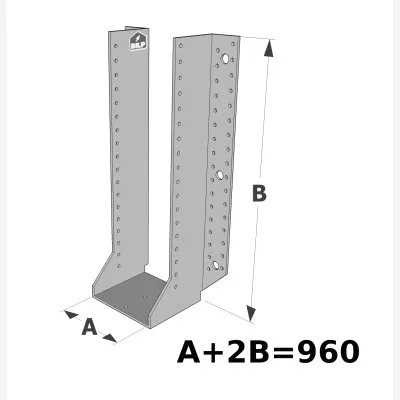 Grands sabots à ailes extérieures, gamme GSE CLASSIQUE (épaisseur 4mm, profondeur 110mm) - Réf. GSE960/4X