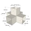 Dimensions du connecteur SUNDIY Blanc RAL9010 - 120mm à 5 directions - Forme +