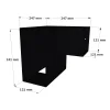 Dimensions du connecteur SUNDIY Noir mat RAL 9005 - 240mm à 3 directions en forme de L - Gauche