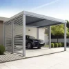 Carport Gris galet avec brises-vent en lames aluminium SUNDIY