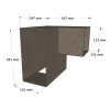 Dimensions du connecteur SUNDIY Gris taupe RAL 7006 - 240mm à 3 directions en forme de L - Gauche