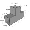 Dimensions du connecteur SUNDIY Gris aluminium RAL9006 - 120mm à 3 directions - Forme T