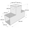 Dimensions du connecteur SUNDIY Blanc RAL9010 - 120mm à 3 directions - Forme T