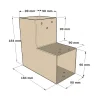 Dimensions du connecteur SUNDIY beige sable - 90 mm, forme en L à 2 directions